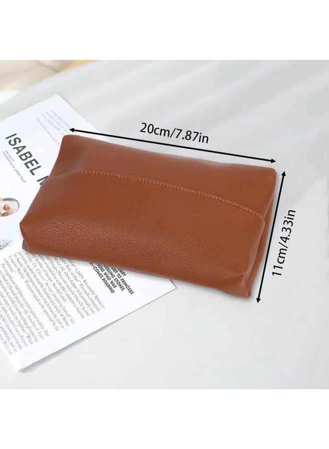 صندوق مناديل من جلد PU بني، تصميم نوردي، منظف السيارة، تخزين غرفة المعيشة - Image 3